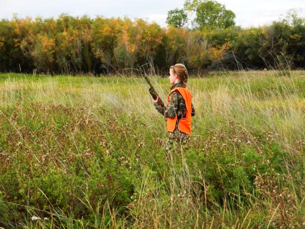 12-year old Violet Opitz on her first pheasant hunt during the 2015 Headwaters youth hunt